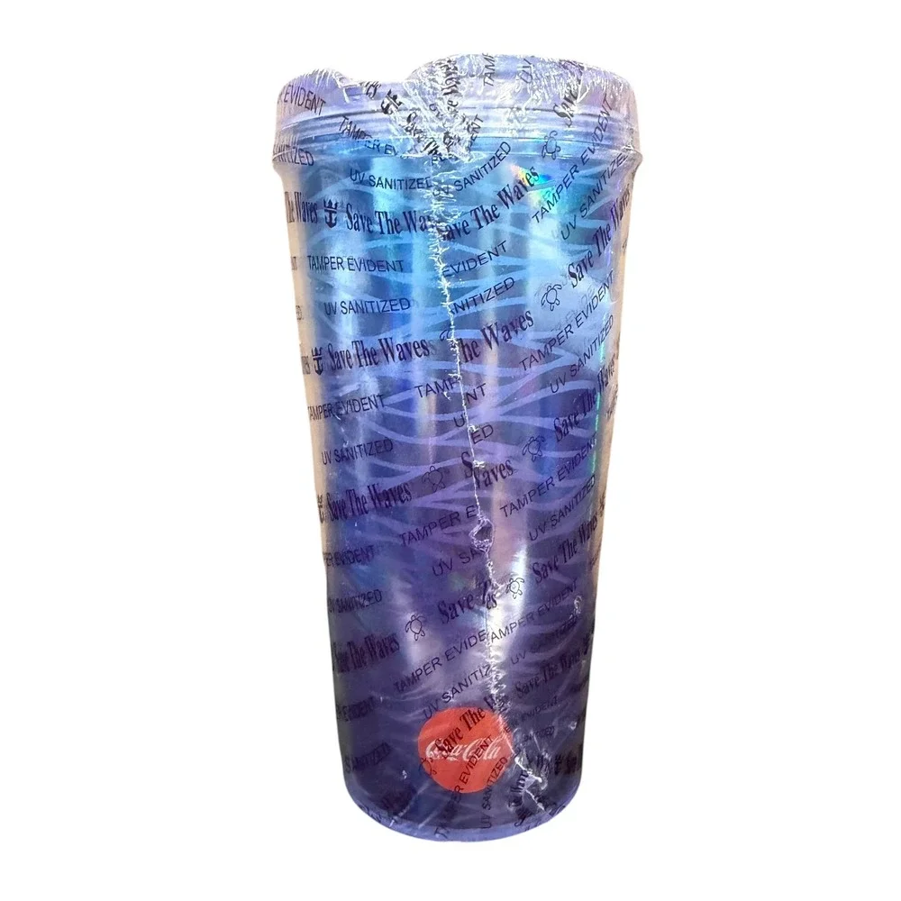 Royal Caribbean Coca-Cola Tumbler Save The Waves Iridescent Blue‎ Purple Sealed